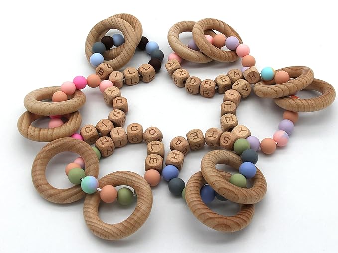 Personalized Pacifier Clip with Name,Silicone Pacifier Clips with Beads for Baby Boys and Girls - Rust-Free Holders Newborn Safe Baby Essentials