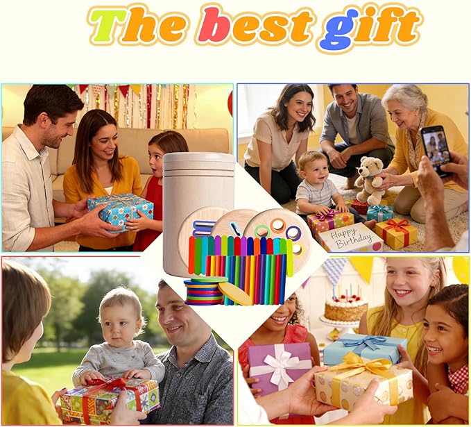 Wooden Montessori Baby Toddler Toys, 3 in 1 Educational Sensory Color Sorting Toys for Toddlers 1-3, Educational Color Sorting Fidget Sensory Toys