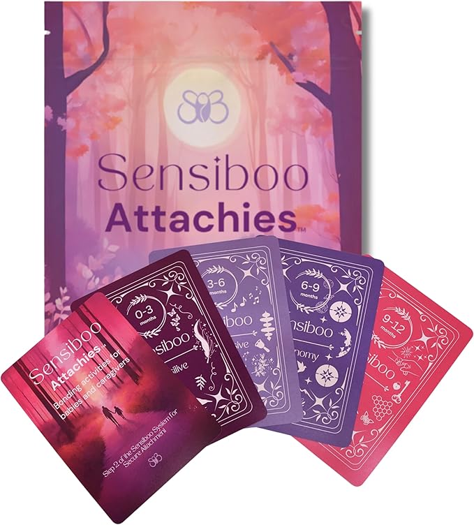Attachies™ Activity Cards for Babies 0-12 Months - Social Emotional Development, Bonding & Sensory Stimulation, Safe & Durable, Portable for Interactive Play