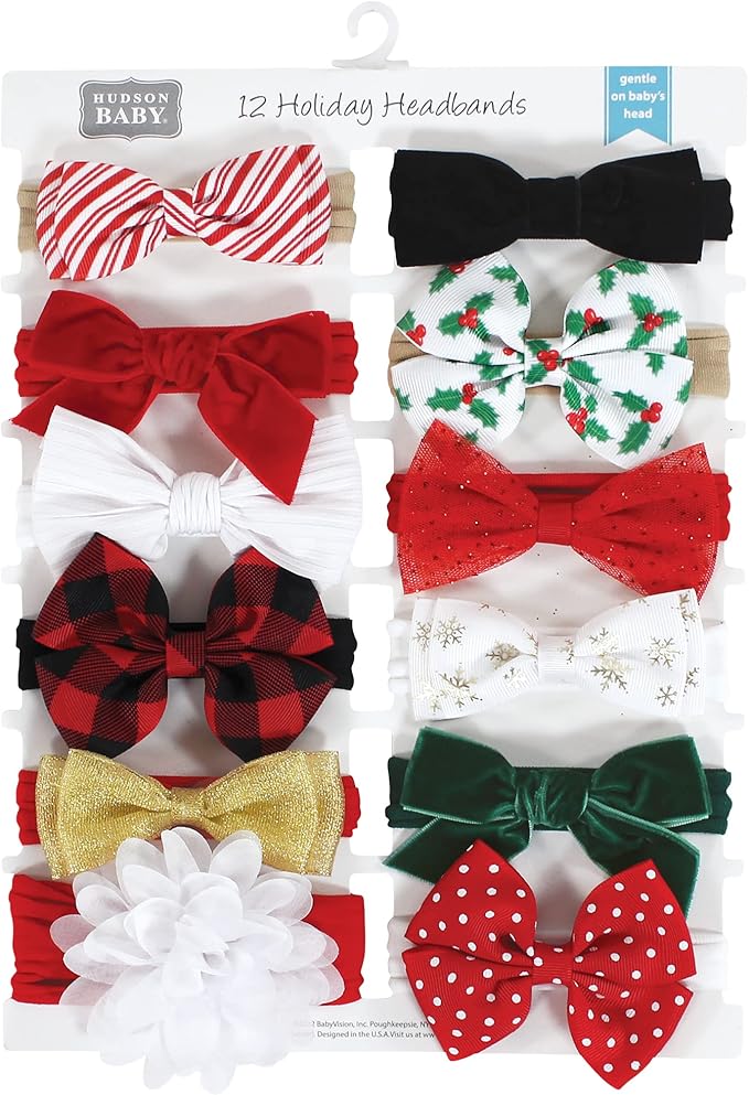 Hudson Baby Cotton and Synthetic Headbands, Size 0-24 Months
