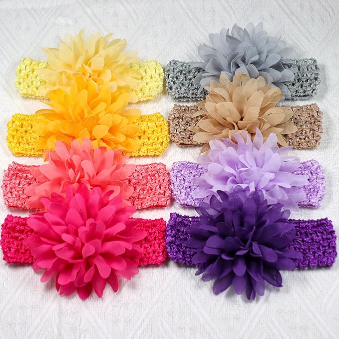 WillingTee 30pcs Baby Girls Headbands Chiffon Flower Soft Stretchy Hair Band Hair Accessories for Baby Girls Newborns Infants Toddlers and Kids