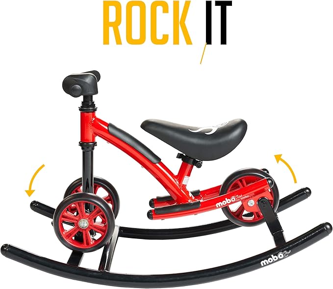 Mobo Cruiser Wobo Rocking Horse Ride On & Baby Balance Bike Red Fits inseams 12-20 inches