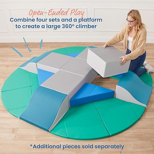 ECR4Kids SoftZone Adventurer's Summit Slide, Corner Climber, Contemporary, 4-Piece