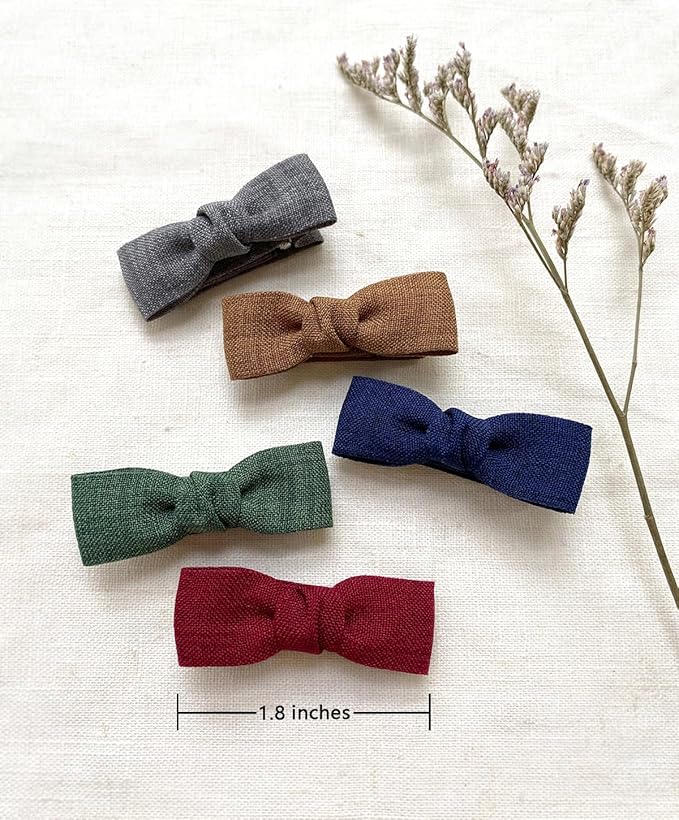 Baby Girls Tiny Hair Bow Clips, 10pcs Boutique Fully Lined Hair Pins Mini Baby Barrettes Accessories for Infants Toddlers Fine Hair by Cherssy