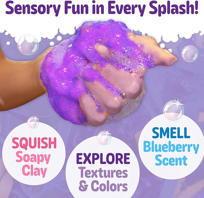 Creativity for Kids Soap Noodles Mermaid Bath Set | Mix, Swirl & Play with Purple Soap Noodles & Splashy The Mermaid Duck | Sensory Bath Toys & Fine Motor Skill Crafts (Ages 3+)