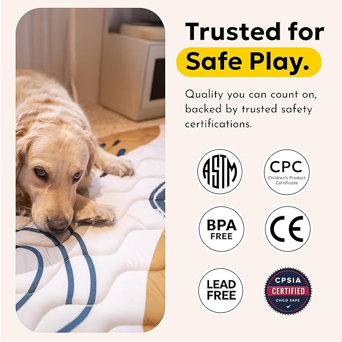 Miotetto Baby Mat for Floor, 73" x 73" Playpen Mat, Thick Soft Foam Padding Baby Play Mat, Portable Quilted playmat - Washable Baby Floor Play mat, Non-Slip Play Mat for Babies & Toddlers