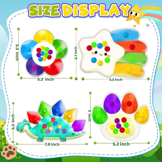 UIIOPJIOM 4PC Color Sorting Sensory Toys for Toddler, Travel Toys for Toddlers Roadtrip Activities Dementia Fidgets for Elderly Classroom Preschool Kid 2 3 4 Year Old Boy Girl Valentine Easter