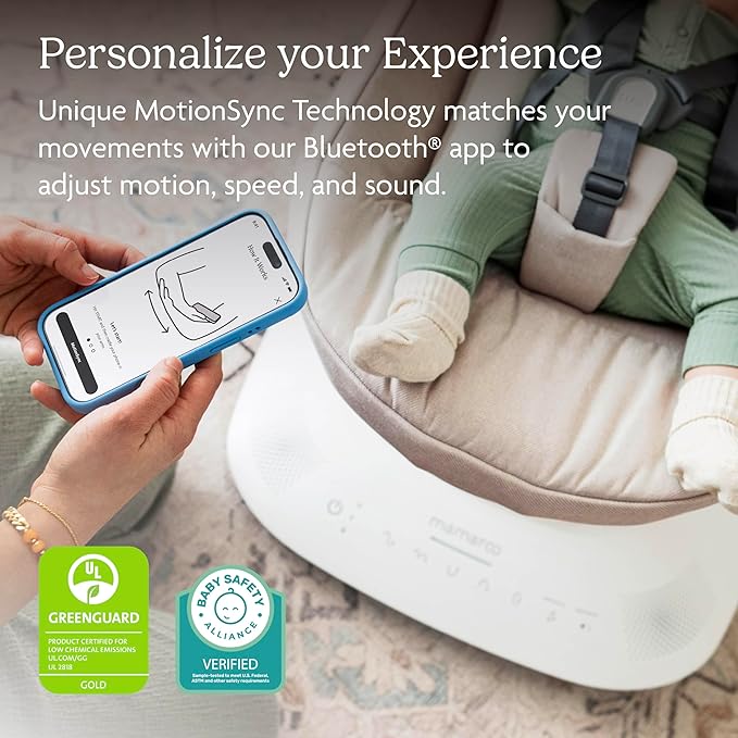 UPPAbaby Mamaroo Smart Swing – Customizable Soothing Modes with MotionSync Technology – Infant Recline + Bluetooth Enabled – Included Newborn Insert – Camila (Dark Green Mélange)