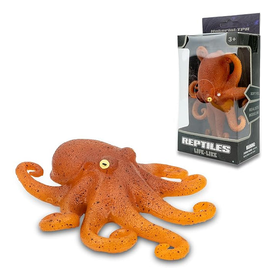 Mini Realistic Under The Sea Life Figure for Toddler Bath Bathtub, TPR Super Stretch Octopus Toy, Great for Kids' Parties, Gifts & School Projects (Octopus)
