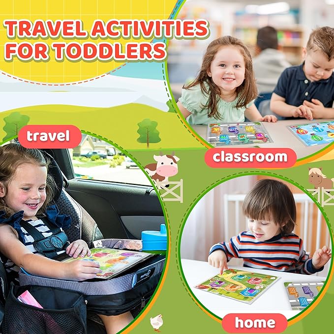 2PC Airplane Travel Activities Toy Gift for Toddler Color Sorting Sensory Toys Color Matching Game Fine Motor Skill Autism Restaurant Quiet Fidget Toys for Kid 3 4 5 Year Old Easter Basket Stuffers