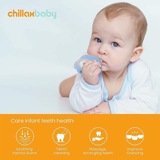 CHILLAX Teether Toys - Soothing Baby Teething Relief Toys, Helps Relieve Gum Pain - Soft, Easy-to-Grip, Non-BPA Silicone Teethers for Babies - Dishwasher-Safe - Shower Gifts for Infants 3+ Months Old