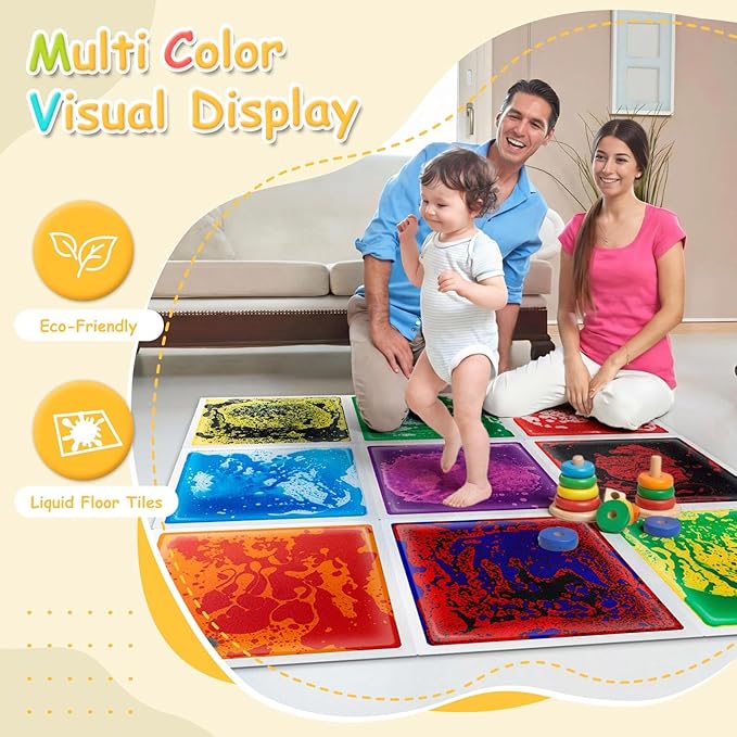 Art3d Liquid Fusion Activity Play Centers for Children, Toddler, Teens, 12" X 12" Pack of 9 Tiles