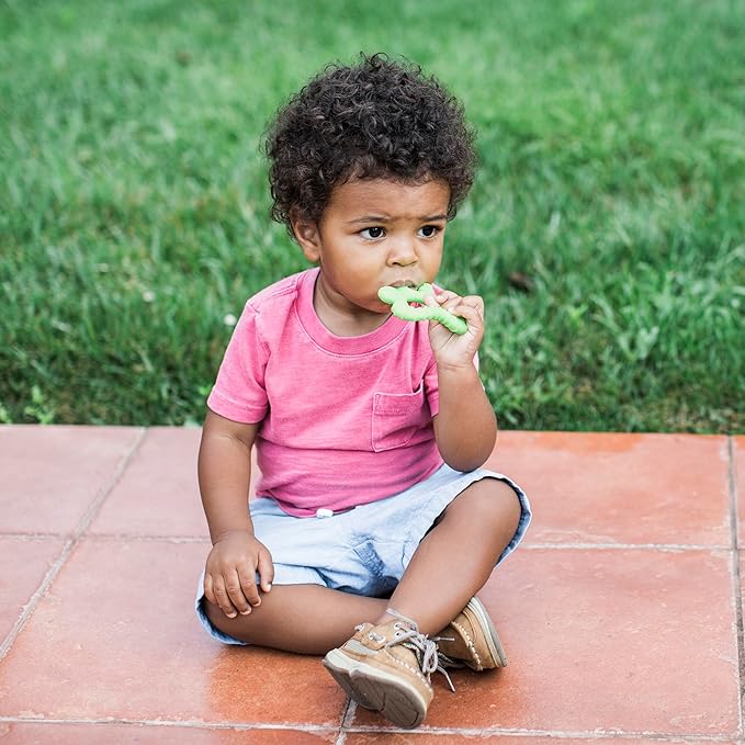 Green Sprouts Silicone Front & Side Teether, 6mo+, Platinum-Cured Silicone, Sterilizer Safe, Tested for Hormones - Light Sage