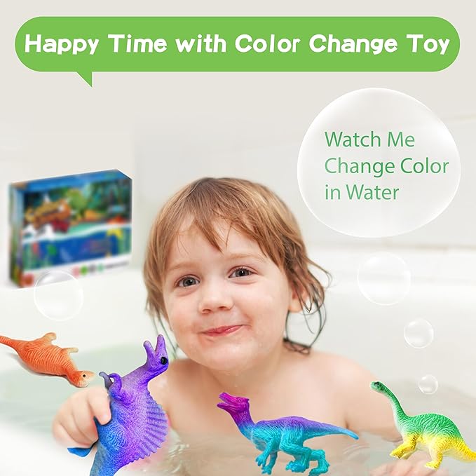 Dinosaur Series - 16pcs Temperature Color Changing Bath Toys, Water Table Toy for Easter Egg Fillers,Goodie Bags Fillers,Themed Party,Classroom Rewards,Carnival Prize, for Kids 3+