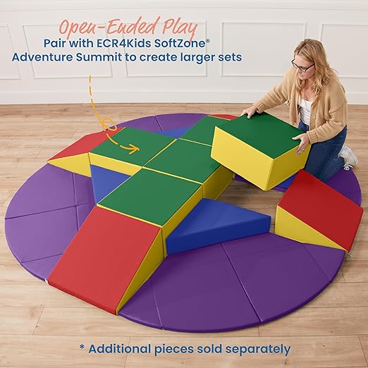 ECR4Kids SoftZone Pedestal Play Block Corner Climber, Beginner Playset, Assorted