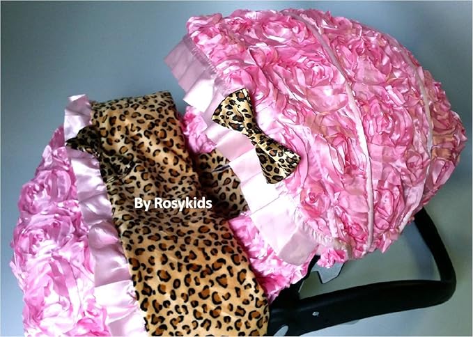 Infant Carseat Canopy Cover Blanket 4 Pc Whole Caboodle Baby Car Seat Cover Kit 3D Rosette Damask Fabric C020701