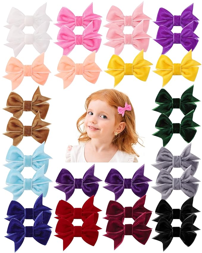 doboi 30PCS Christmas Hair Bows Velvet Baby hair clips 2" mini bows for hair Fully Lined Hair Barrettes Alligators for Infants Toddlers