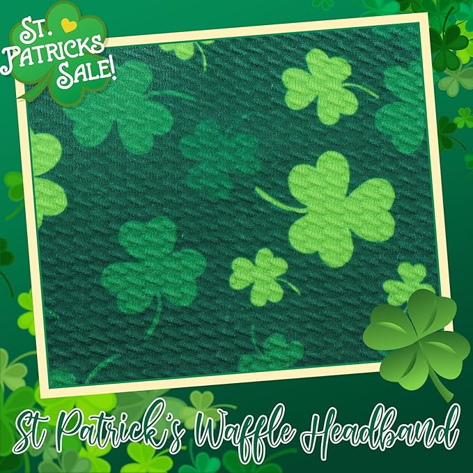 YanJie 7" St.Patrick's Day Large Bow for Baby Girl Headband Newborn Infant Kids Shamrock Double Layer Messy Bow Headwrap