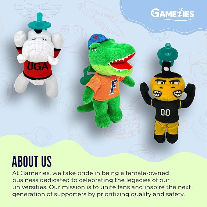 Gamezies Baby Boy and Girl Silicone University of Wisconsin Collegiately Licensed, Madison Bucky Badger Mascot Plush Pacifier CPSIA Tested, Removable, Washable Plush Toy BPA-Free 0-6 Months