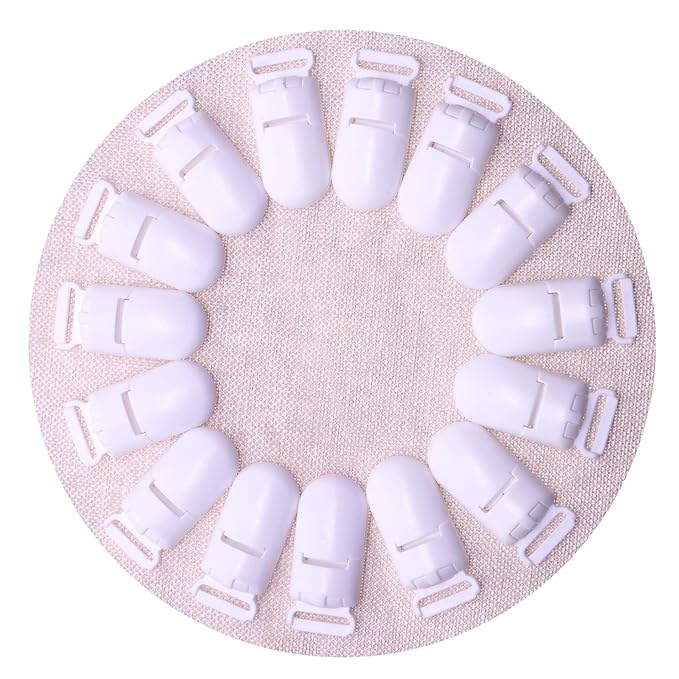 60Pcs/Pack Pacifier Clip Holder Plastic Mitten Binky Clip for DIY Personalized Dummy Clips Baby Blankets Bib Chain Holder White Color 15mm