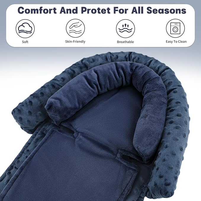 Infant Car Seat Insert, Baby Car Seat Head & Body Support with Straps Pads, Soft Newborn Preemie Carseat Insert Cushion for Girls Boys, Fits Car Seat, Stroller, Swing, Bouncer, Dark Blue