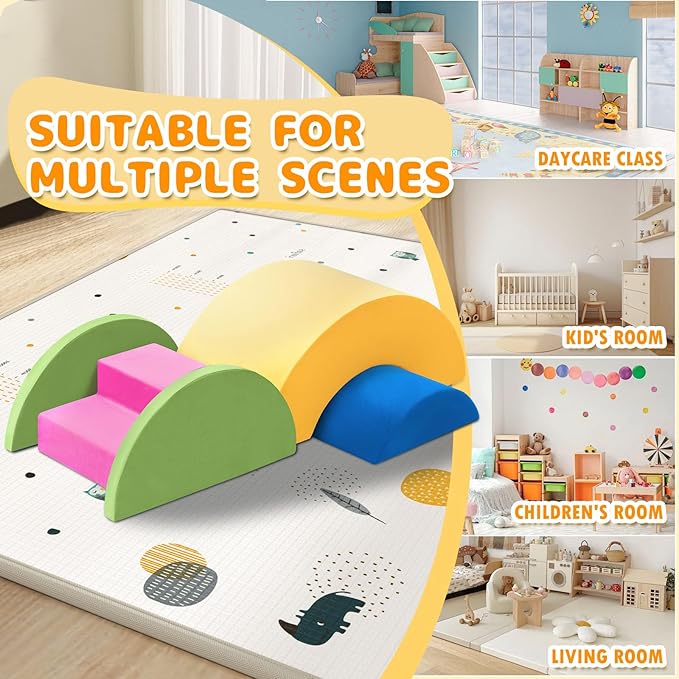 Edbuosy Soft Climbing Toys for Toddlers, 5pcs Baby Foam Climbing Block Set Indoor, Play Gym Climbing Toys Climber, Soft Play Foam Blocks Set for Toddlers, Kids & Infant, Colorful