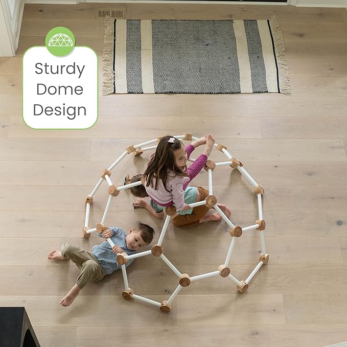 Little Partners Indoor Climbing Gym Active Play Equipment, Solid Wood Montessori Space Dome Climber for Toddlers 2-6 Years, Maximum 100 lb. Capacity, Medium