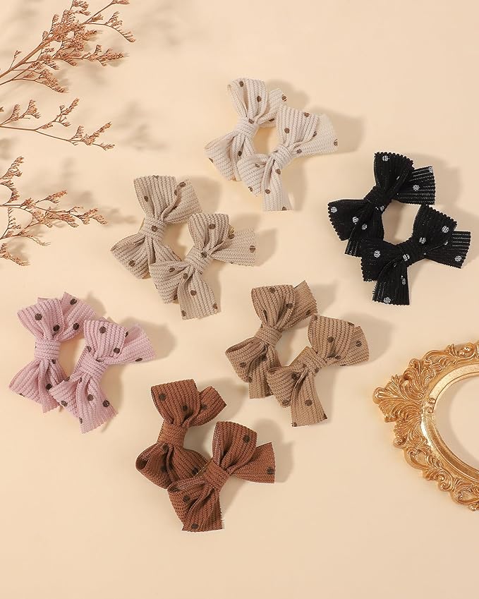 doboi 12 Pcs 2Inch Hair Clips Non Slip Small Bows Polka Dots Alligator Clips Hair Accessories for Little Girls Toddlers Teens