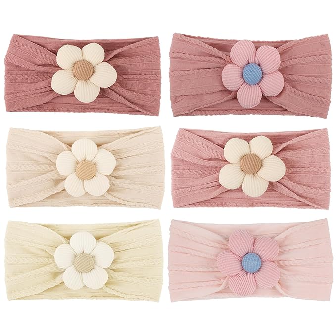 AQOKKA Baby Flower Headbands Nylon Baby Girl Headbands Soft Handmade Hairbands Toddler Hair Accessories for Girls Baby Newborn Infant Kids