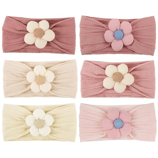 AQOKKA Baby Flower Headbands Nylon Baby Girl Headbands Soft Handmade Hairbands Toddler Hair Accessories for Girls Baby Newborn Infant Kids