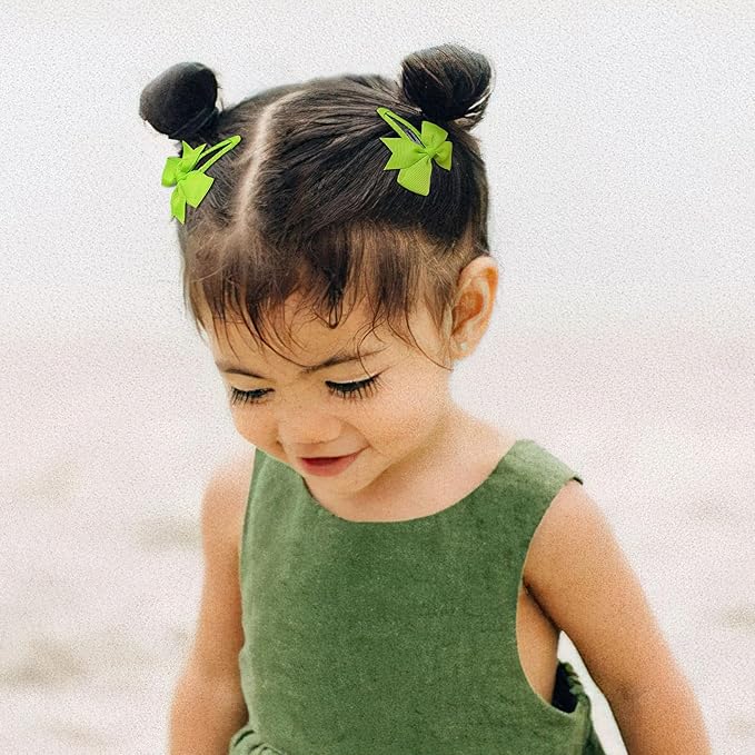 40PCS Snap Hair Clips with Bows Grosgrain Ribbon, 2 Inch Hair Bows Clips No Slip Hair Barrettes for Toddlers Baby Girls Kids in Pairs