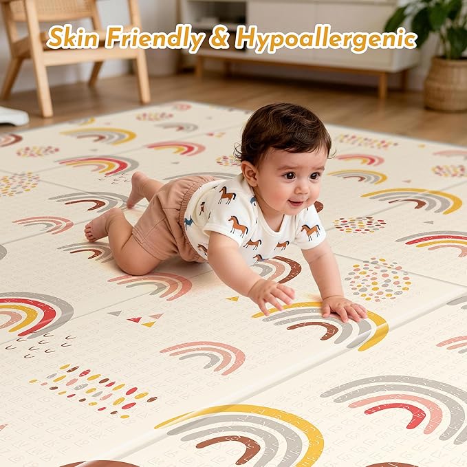 79x71 Baby Play Mat- Extra Large Playmats for Baby,Foldable Baby Foam Playmat for Floor,Thick Cushioning Padding Foam Playmat for Baby and Toddlers Infants, Baby Foam Playmat for Indoor or Outdoor Use