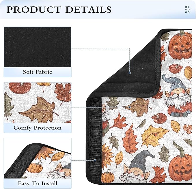 Cute Cartoon Autumn Gnomes Car Seat Belt Covers Soft Seatbelt Pad 2 Pack Shoulder Strap Cushion for Adults Kids Women Men
