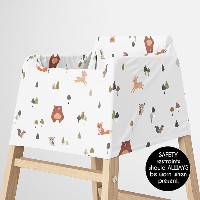 Sweet Jojo Designs Baby Car Seat Cover (Woodland Animals) for Girls & Boys, Infant Multipurpose Nursing, Breastfeeding, High Chair, Shopping Cart, Stroller, Carseat Canopy Carrier (Sage Green, Forest)