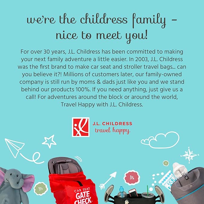 J.L. Childress Go-Go Travel Bag for Kids Backless Booster Seat - Compact Carrier for Airplane & Air Travel, For Toddler Backless Booster Car Seats, Also Fits Compact Strollers like GB Pocket - Chevron