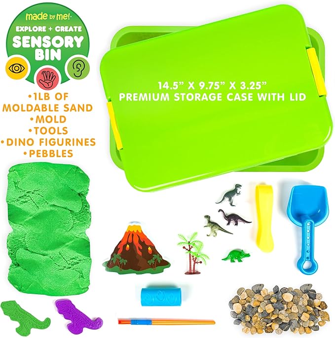 Made By Me Explore + Create Dino Galaxy Sensory Bin, Fun Sensory Bins for Toddlers 3+, All-in-One Tactile Sensory Toys & Dino-Mite Sensory Experience