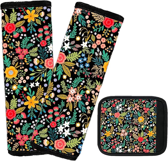 Car Seat Shoulder Strap Pads Carseat Strap Pad for Babies,Kids Soft Cushion ComfortSeat Strap Covers for Stroller，High Chair,Bogg Bag for Car Accessories (Flower)