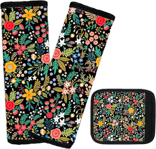 Car Seat Shoulder Strap Pads Carseat Strap Pad for Babies,Kids Soft Cushion ComfortSeat Strap Covers for Stroller，High Chair,Bogg Bag for Car Accessories (Flower)