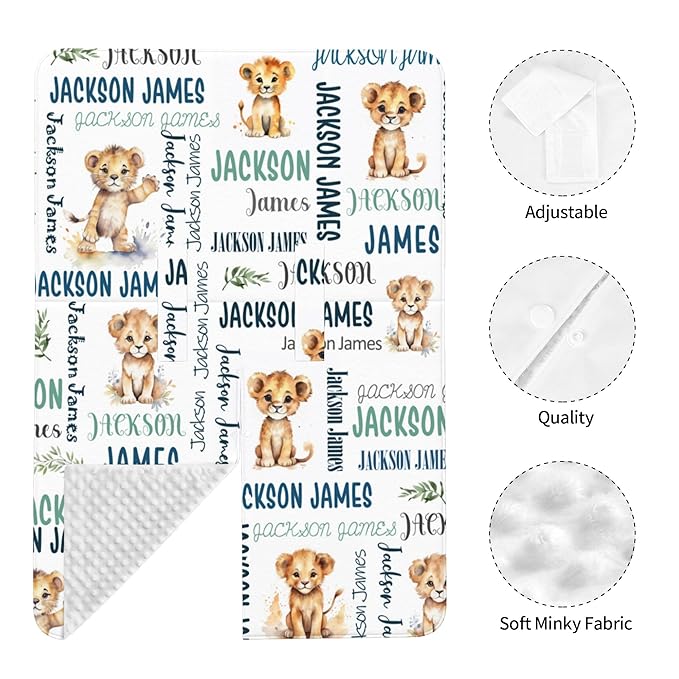 Personalized Baby Car Seat Cover Winter Custom Minky Carseat Cover Boy Girls with Name Lion Carseat Canopy Customized Car Seat Canopy Infant Carrier Covers Nursing Cover Toddler Blanket