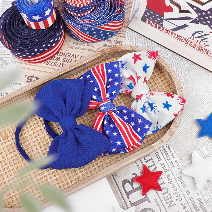 4th of July Baby Girl Bows Hair Accessories Toddler Fourth of July Red White and Blue Bows Flag Patriotic Headband Girls