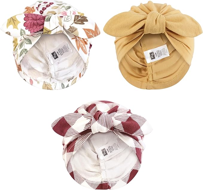 Hudson Baby Infant Girls Turban Cotton Headwraps, 0-24 Months