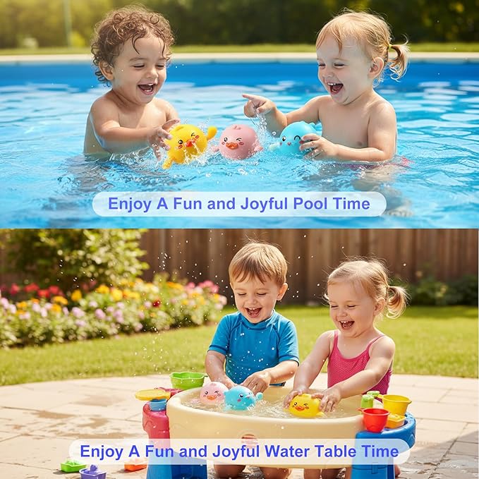 Bath Toys , Cute Swimming Penguin & Ducks Baby Bath Toys for Kids Ages 1-3, Water Pool Toys for Toddlers 1 Year Old Girl Boy Gifts, Water Table Toys, Infant Baby Bathtub Toys, 3 Pack