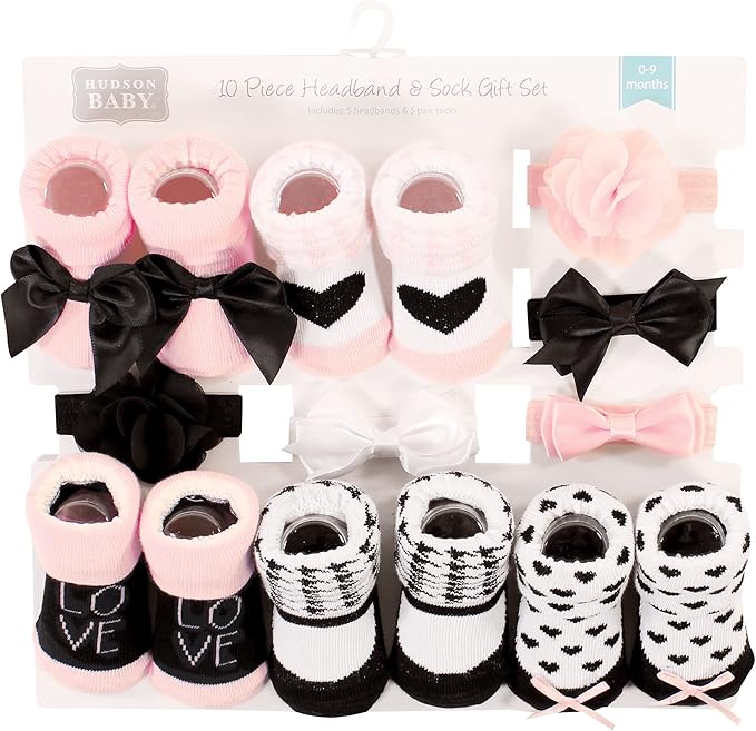 Hudson Baby Girl's Headband and Socks Giftset
