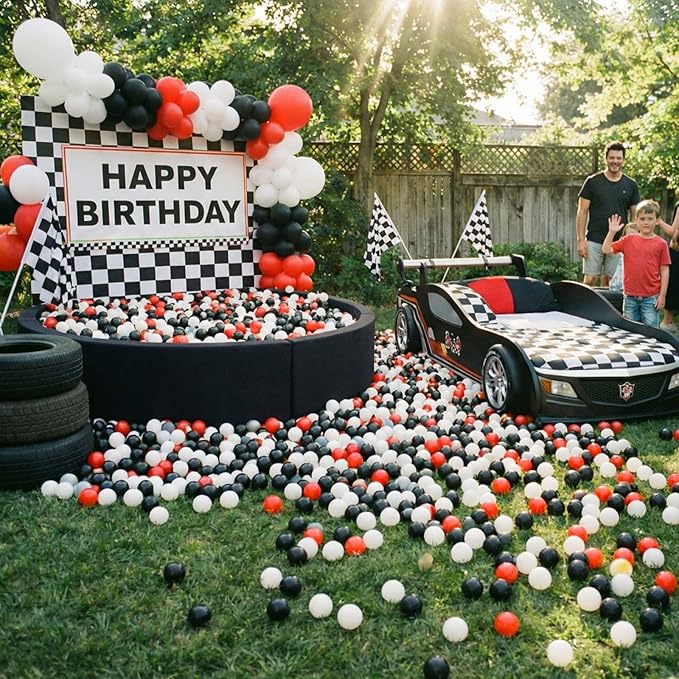 Shappy 180 Pcs Soft Plastic Balls for Toddlers, Crush Proof Ocean Balls Reusable for Photo Booth Props Play Tent Swimming Party Holiday Decoration (White, Black, Red)