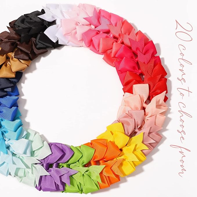 60PCS 3 Inch Hair Bows Grosgrain Ribbon Toddler Hair Accessories with Alligator Clip Bow for Girls Baby Kids Teens In Pairs