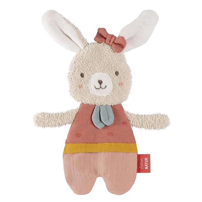 Fehn FehnNATUR rustling Rabbit - Activity Soft Toy for Grasping and Playing - Motor Skills Toys & Rustling Toys for Babies and Young Children from 0+ Months