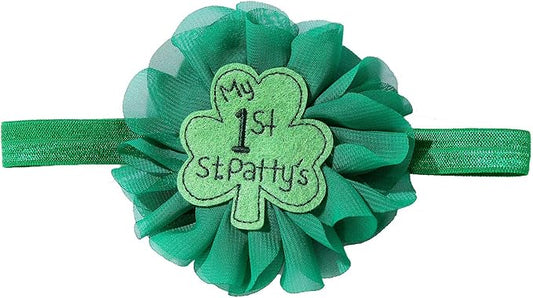 JiaDuo Baby Girls 1st St Patricks Day Headband Bow Infant Green Shamrock Clover Hair Accessories
