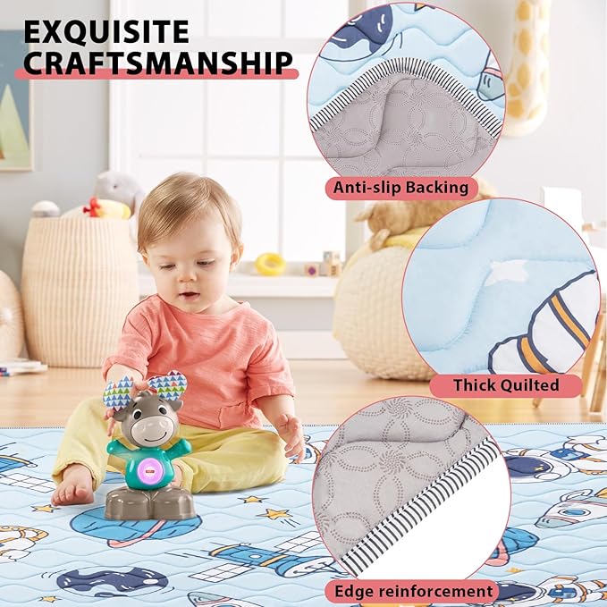 Baby Play Mat 79’’ x 71’’ Soft Baby Floor Mat Thicker Foam Play Mat for Babies，Toddlers, Foldable Baby Playpen Mat Crawling Mat，Space Design