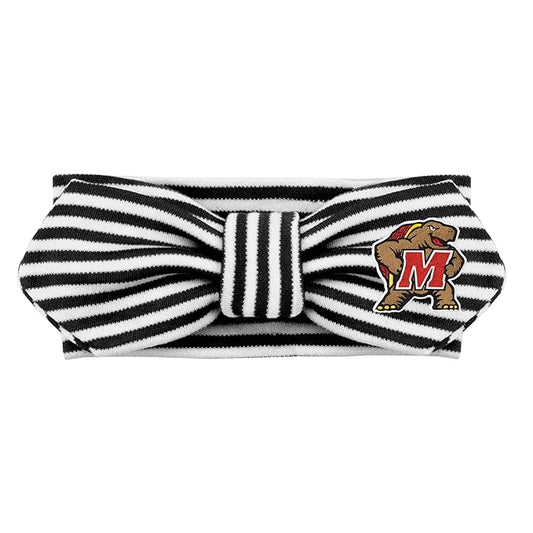 Creative Knitwear Maryland Terrapins Infant Girls Black/White Striped Hair Knot Headband Embroidered Logo - Size Newborn - 4T