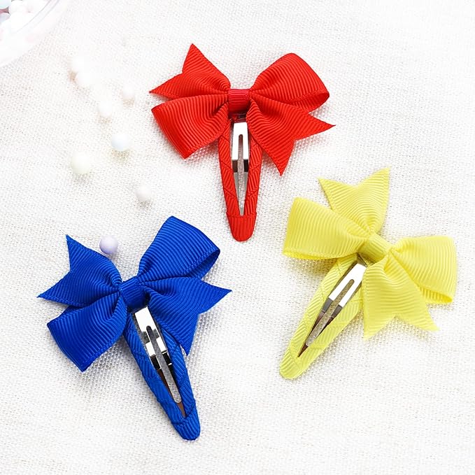 40PCS Snap Hair Clips with Bows Grosgrain Ribbon, 2 Inch Hair Bows Clips No Slip Hair Barrettes for Toddlers Baby Girls Kids in Pairs